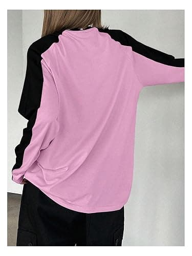 SHENHE Women's Color Block Crew Neck Star Graphic Raglan Shirt Loose Long Sleeve Tee Top thumbnail 2