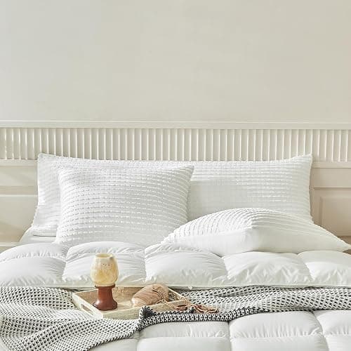WARMDERN White Pillow Covers Body Pillow Cover Soft Microfiber Pillow Cases Set of 1 Boho Textured Pillowcase with Envelope Closure(White, Body-1 20x54 Inches) thumbnail 5