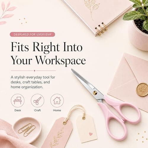 Aesthetic Pink Acrylic Scissors, 6.3" Craft Shears with Sharp Stainless Steel Blades for Home Office & School, Cute Stationery Tools for Bullet Journaling, Scrapbooking & Gift Wrapping thumbnail 4