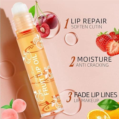 Baorder 6Pcs Roll-On Lip Gloss Set,Fruit Flavored Roll On Rollerball Lip Oil,Transparent Plumping Lip Gloss,Non Toxic Lip-Makeup Set thumbnail 2