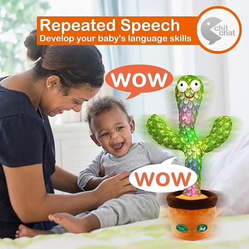 Pbooo [Update Volume Adjustable Dancing Cactus Mimicking Toy, Talking Repeat Singing Cactus Toy 120 Pcs Songs for Baby 16s Record Your Sound with Led Light thumbnail 6