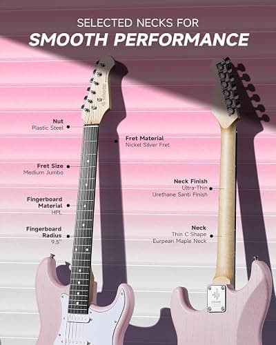 DONNER DST-80 Electric Guitar 39” Beginner Electric Guitar Kit with Amp, Classic SSS Pickup Complete with Gig Bag, Tuner, Capo, Strap, Picks, and Free Online Lessons thumbnail 4