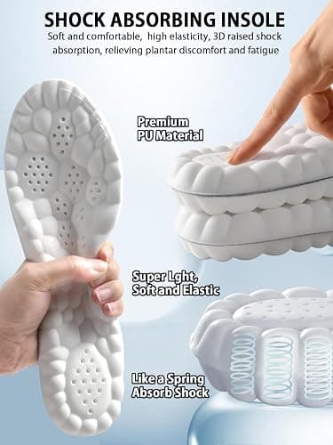 4D Cloud Insoles for Men and Women, Arch Support Insoles, Memory Foam Insoles, Shock Absorption and Cushioning Sports Shoe Insoles (Black, XS (Men 5-6 / Women 6-7) - XS (Men 5 -6 / Women 6-7) - Black thumbnail 2
