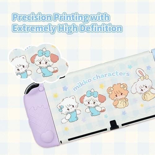 GeekShare Protective Case for Switch OLED,Slim Cover Case Compatible with Switch OLED Separable Soft Silicone Protective Shell for Joy Con with 2 Thumb Grip Caps - Mikko Sweet Thoughts thumbnail 3