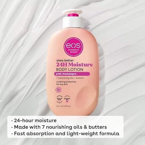 eos Shea Better Body Lotion Pink Champagne, 24-Hour Moisture Skin Care, Lightweight & Non-Greasy, Natural Shea, Vegan, 16 fl oz thumbnail 4