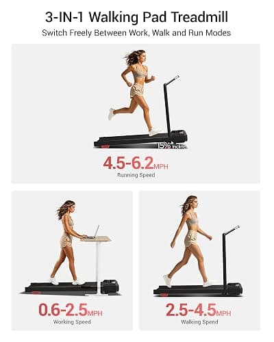 Walking Pad Treadmill with Handle Bar & Vibration Plate | 15% Incline, Compact, 3 Vibration Models, 3.0HP Motor, 265LBS, Remote Control & LED Screen thumbnail 4