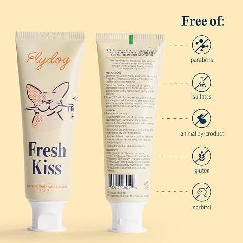 FlyDog Fresh Kiss Dog Tooth Brushing Kit - Vet Approved Formula, Enzymatic Dog Toothpaste and Brush - Breath Freshener & Tartar Remover, 360° Toothbrush & Finger Brush, Dental Guide, Chicken Flavor thumbnail 7