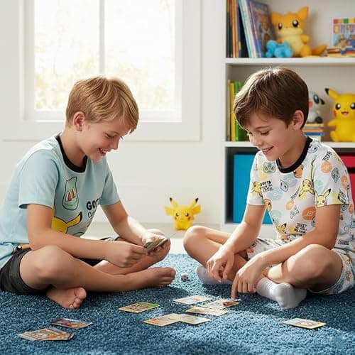 Boys 4 Piece Pajama Set - Mario, Sonic, Pokemon Snug-Fit Short Sleeve & Shorts Kids Sleepwear, Great For Summer - Official thumbnail 2