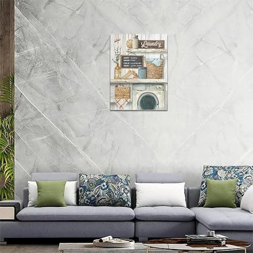 Tijuboni Farmhouse Wall Art Laundry Schedule Funny Rules Decor Country Laundry Room Sign Pictures Painting Print Framed Artwork for Bathroom Decor 12x16 thumbnail 2