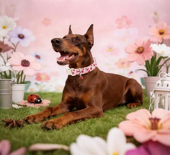 Maca Bates Pink Basic Dog Collar with Ladybug Charm for Extra Small Girl Boy Dogs, Ladybugs Pattern,Pretty Adjustable Durable Soft Collars Gift for Male Female Puppy thumbnail 3