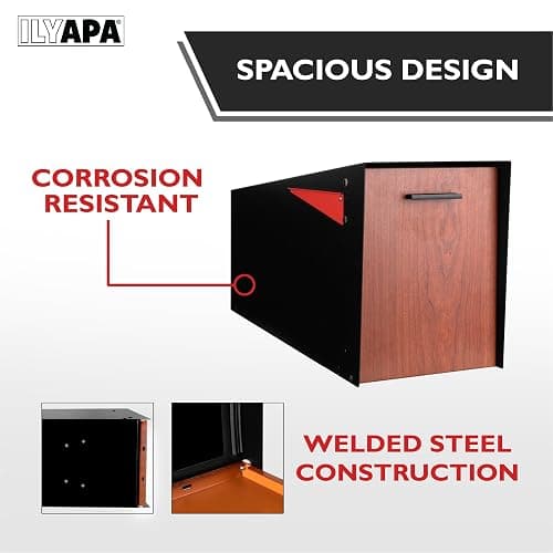 Ilyapa Modern Mailbox Post Mount - Large Mailbox for Outside - Black Metal Mail Box - Powder Coated Steel - All Weather Resistant thumbnail 7