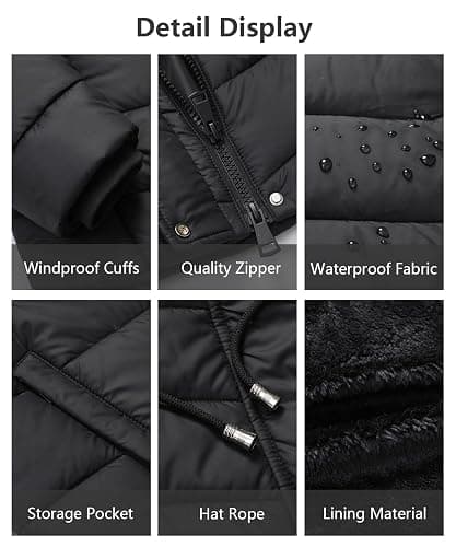 Pufflady Women's Long Winter Puffer Coat Thicken Fleece Lined Down Jacket | Windproof Parka Waterproof Puffer Outerwear with Removable Hood thumbnail 4
