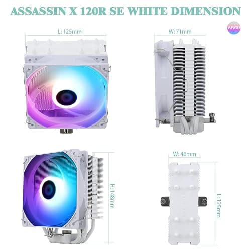 Thermalright AssassinX120 SE ARGB White CPU Air Cooler, AX120 SE ARGB, 4 Heat Pipes, TL-C12CW-S PWM Quiet CPU Fan with S-FDB Bearing, for AMD AM4/AM5/Intel 1700/1150/1151/1200/1851 thumbnail 5