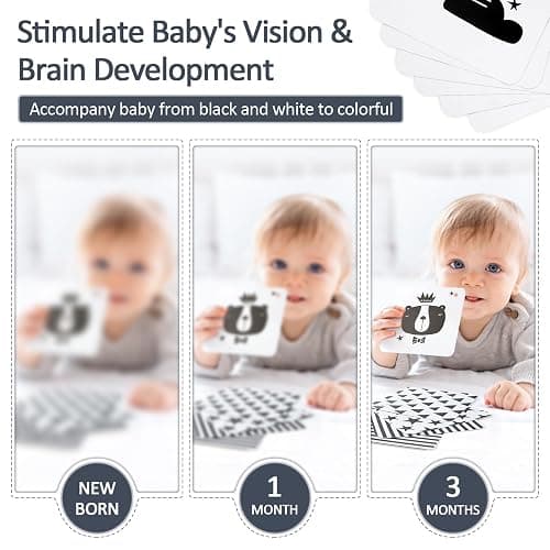 Joyreal Giochi Neonato 0-12 Mesi - Giochi Spirale Passeggino, Stoffa Libro Bianco e Nero Neonati, Sonaglio Sensoriali Montessori Regalo thumbnail 5