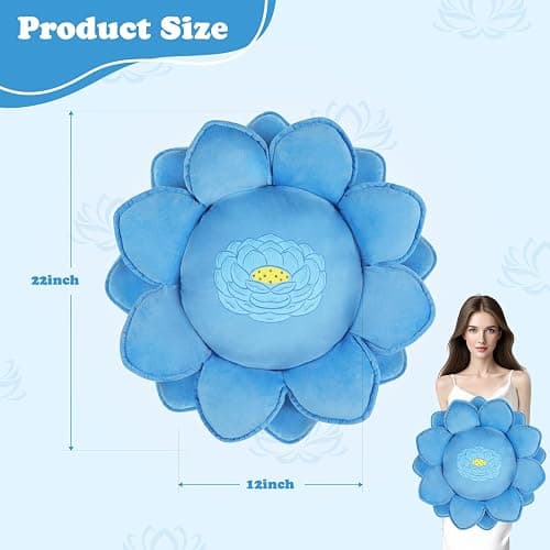 Lotus Flower Floor Pillows, Large Cushion Inspired by Lotus Flower Design, Decorative Seating for Living Room, Bedroom, and Lounge, Soft Washable Floor Cushion for Relaxation, and Family Activities thumbnail 2