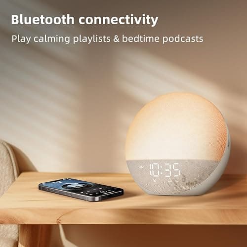Sunrise Alarm Clock White Noise Machine: Natural Wake Up Light - Dimmable Clock with Bluetooth Speaker for Bedroom - 25 Sleep Sounds for Baby Adults Kids Putty thumbnail 3