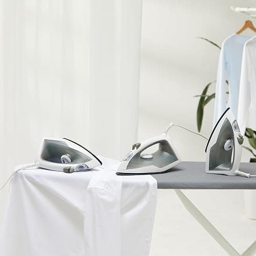 Amazon Basics 1200W 10” Steam Iron, With Non-Stick Teflon Soleplate, 5 Fl Oz Water Tank (150 ML), Auto Shut-Off, Anti-Drip, Anti-Calcification, Thermostat, 6.5Ft Cord, Gray thumbnail 2