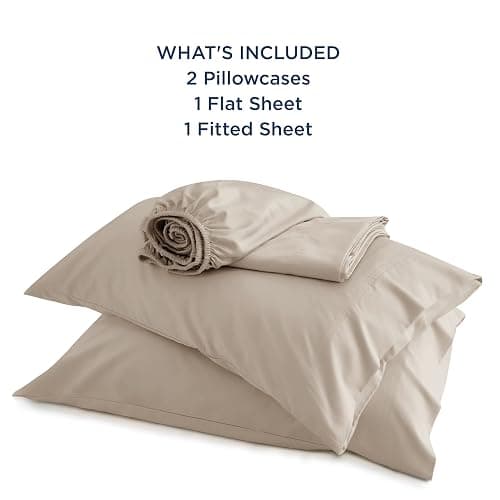 Bedsure King Size Sheets Set, Cooling Sheets for Hot Sleepers, Rayon Derived from Bamboo, Breathable & Soft, Deep Pocket Up to 16 Inches, Hotel Luxury Silky Bedding, Simply Taupe thumbnail 6