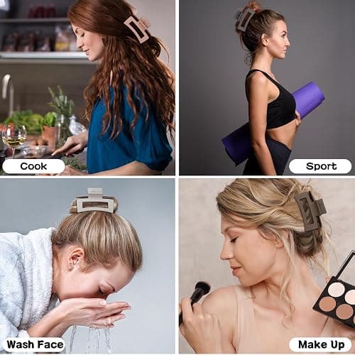 Sisiaipu 3.5 Inch Medium Hair Claw Clips 12 Pcs Square Claw for Thick and Thin Hair Rectangular Rectangle Hair Clips Jaw Clips Bulk Hair Accessories for women and Girls (Regular) thumbnail 7