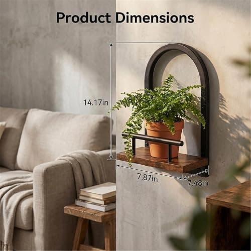 Amaoot Floating Shelves Set for 3, Wall Plant Holder Shelf, Wall Planters | Wall Planters for Indoor Plants, Hanging Shelves Wall Shelf Plant Holder for Living Room Decor, Bathroom, Bedroom, Kitchen thumbnail 3
