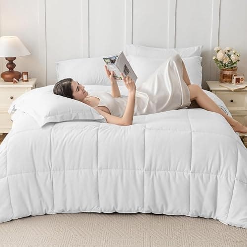 JOLLYVOGUE Full Comforter Set, Ultra-Soft Bed in a Bag Full Size 7 Pieces, Oeko-TEX Certified Bedding Set with Down Alternative Comforter, Sheets, Pillowcases & Shams, White thumbnail 7