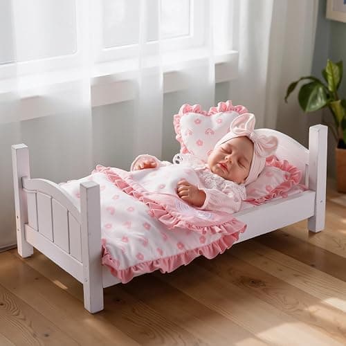 BABESIDE 4 Pcs Baby Doll Blankets Set for 17-22 Inch Baby Dolls | Pink Flower & Rainbow Patterns Reborn Baby Doll Accessories Dolls Blankets with Pillows fits Baby Doll Bed Accessories thumbnail 6