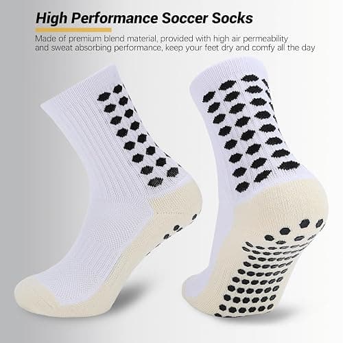 Ultrafun 3/5 Pairs Soccer Socks with Grip Pads Non Slip Football Basketball Sports Socks for Men Women thumbnail 3