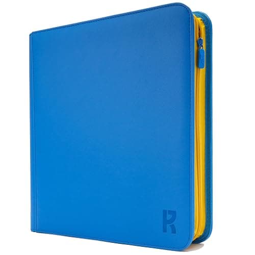 KarlyPro 12 Pocket Trading Card Zip Binder, 628 Cards,TD-Tec Album Material, 26 Side-Loading Ringless Pages, Folder for Collectible TCG,MTG and More - Blue&Yellow(LE-100) - Image 1
