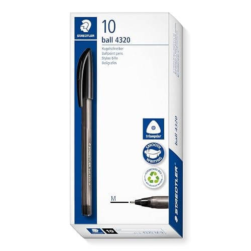 STAEDTLER 4320 M-9 Stick Rainbow Ballpoint Pen - Black (Box of 10) - Image 1