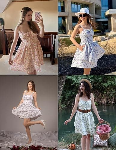 Scarlet Darkness Floral Corset Dress for Women Ruffle Mini Dress Summer Sundress thumbnail 7