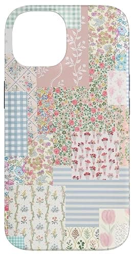 Vintage Coquette Patchwork Quilting Floral Flowers Case for iPhone 14 - Image 1
