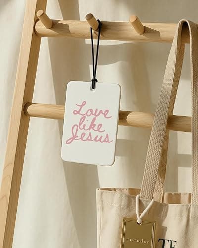 FISWAFY Pink Christian Car Air Freshener 4 Pcs, Girly Pink Bow Floral Religious Hanging Air Freshener for Cars Closet Drawer Books, Cute Preppy Christian Car Accessories Mirror Decor for Women thumbnail 4