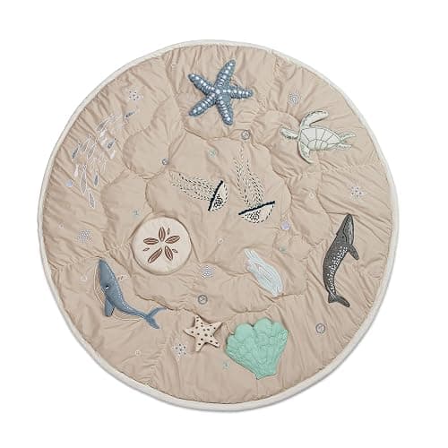 Crane Baby Activity Mat, Interactive Baby Play Mat for Boys and Girls, Sea Life, 36" x 36", Stimulating Baby Toys & Mirror, Infant Play Mat, Tummy Time Baby Floor Mat, Kids Play Mat, Tummy Time Mat - Image 1