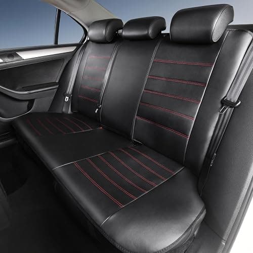 TOYOUN Kunstleder Sitzbezüge Auto Set Universal Klassisch Autositzbezüge Sitzschoner Schonbezug Autositz Rot für Vordersitze und Rücksitze Auto Zubehör Innenraum thumbnail 3