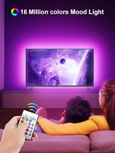 GIPOYENT TV LED Backlight,Sync to Music LED Strip Lights for 32-50 inch TV, LED TV Lights with Bluetooth Function,Led Lights for Bedroom RGB Colors Changing for Home Theater Non-Waterproof (6.56ft) thumbnail 2