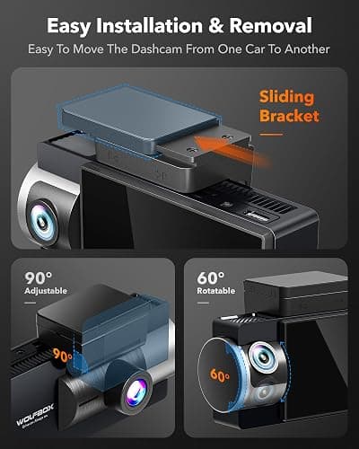 WOLFBOX i17 4K 3 Channel Dash Cam, 5.8GHz WiFi & GPS with 64GB Card, 4K+1080P+1080P Dash Cam Front and Rear Inside, Triple Car Camera with 3 Inch Screen, IR Night Vision, WDR, 24H Parking Mode thumbnail 8