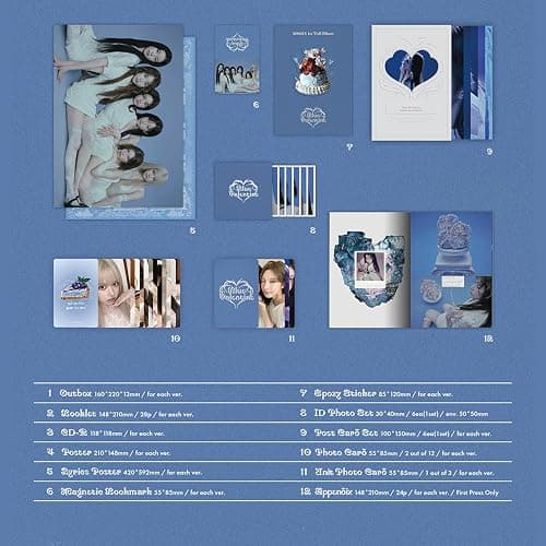 NMIXX - 1st Full Album Blue Valentine WHITE Ver. Outbox + Booklet R + Poster + Magnetic Bookmark + Epoxy Sticker + Gift thumbnail 4