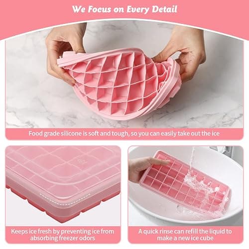 Food-grade Silicone Ice Cube Tray with Lid and Storage Bin for Freezer, Easy-Release 2 * 36 Small Nugget Ice Trays 1 ice Bucket & Scoop, Flexible Ice Cube Molds with Ice Container thumbnail 5