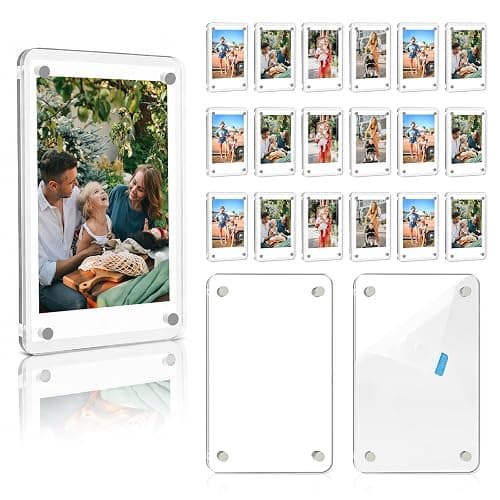 Lzerking 21 Pack Acrylic Magnetic Picture for Refrigerator, Polaroid Frame | 2.36x3.54 Inches for Fujifilm Instax, highly transparent, strong magnetism, round corner design, with peel-off tabs - Image 1