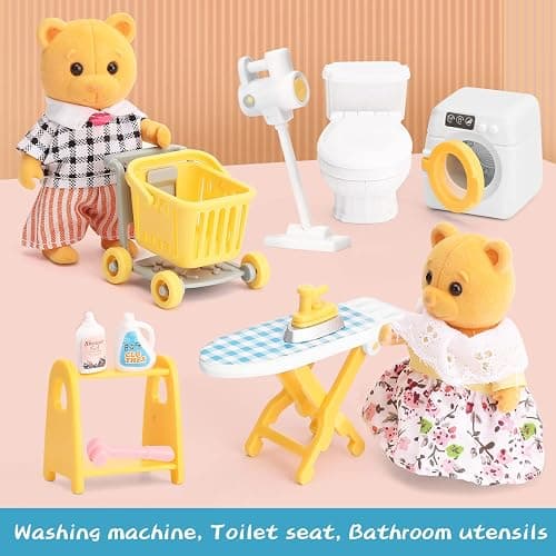 Dollhouse Furniture Set for Kids Toys Miniature Doll House Accessories Pretend Play Toys for Boys Girls & Toddlers Age 3+ with Bathroom thumbnail 2