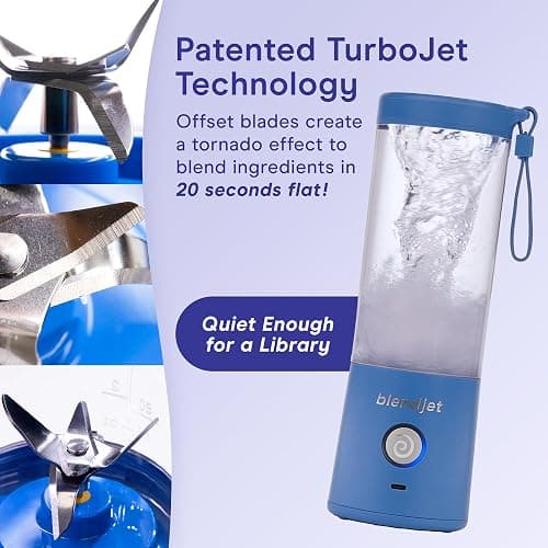 BlendJet Portable Blender for Smoothies & Shakes - 16oz BlendJet 2 Cordless Personal & Small Blender, USB-C Rechargeable & Self Cleaning - Quiet Mini Travel Blender with Stainless Steel Blade (Mint) thumbnail 3
