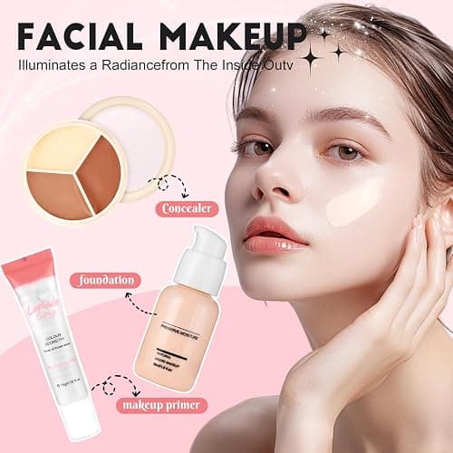 All In One Makeup Kit for Teen Girls Beginners with Foundation,Eyeshadow, Lipstick, Eyeliner, Mascara, Brushes, Bag, Travel Friendly MakeUp Gift Set, Birthday Gifts for Teen Girls, Graduation Gifts thumbnail 3