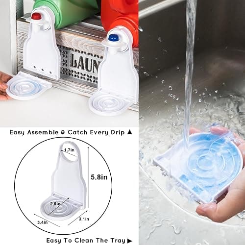 GIRVEM Laundry Detergent Holder with Drip Tray Catcher - Wooden Farmhouse Laundry Room Decor - Rustic Detergent Holder Accessories for New Home Storage, Space-Saving Organizers Decor Must Haves thumbnail 4