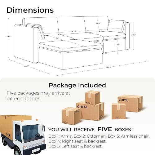 CHITA Oversized Modular Sectional Sofa, FSC Certified L Shaped Sectional Couches for Living Room, 112 inch Width,4 Seat Modular Sofa with Storage Ottoman, Linen - L Shape Sofa - Linen thumbnail 2