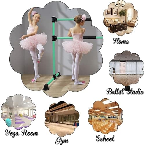 Wesky Double Ballet Barre Portable 4FT Adjustable Freestanding Ballet Barre Fitness Stretching Dancing Bar for Home Studio Adult and Kids thumbnail 6