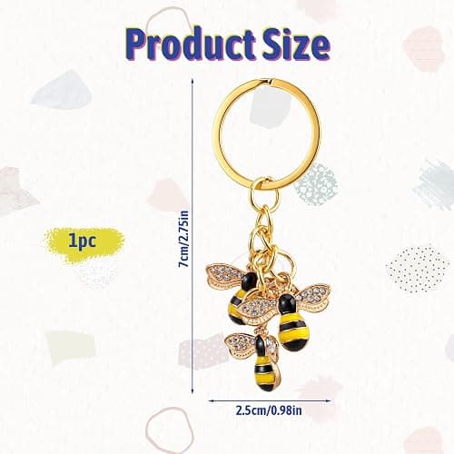 Xthrotsenk Bee Keychain Women Keychain Charms Honey Bee Keyrings Accessory Queen Cute Bee Gifts Key Chain Decor for Wallet Purse Handbags Backpack Accessories thumbnail 2