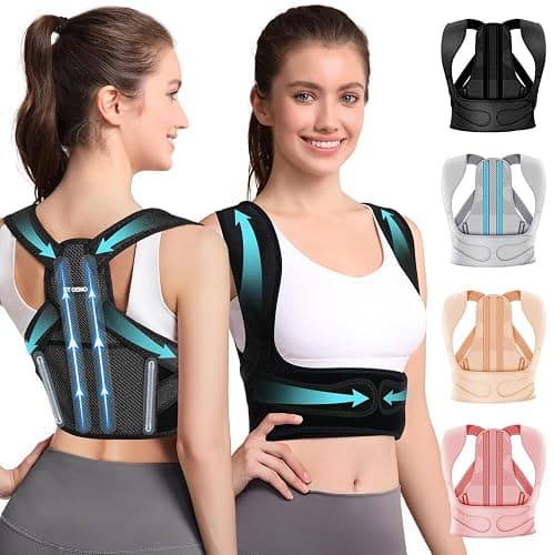 Fit Geno Posture Corrector for Women & Men: Adjustable Lightweight Upper Back Brace for Neck Shoulder & Upper Back Pain Relief - Improve Posture Correct Hunchback Slouching Invisible Under Clothes (XS/S Under Bust 30"-43") - Image 1