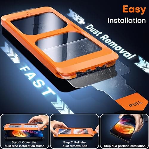 TOCOL for iPhone 12 Screen Protector 9H Hardness Military Grade Shatterproof HD Tempered Glass Full Coverage Easy Installation Case Friendly 2 Pack thumbnail 3