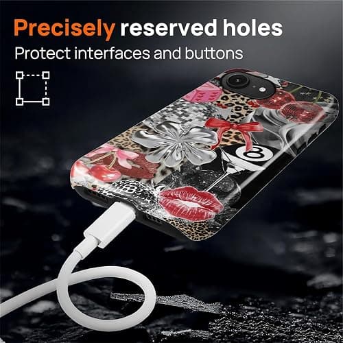 DAIZAG Case for iPhone 16e,[Compatible with MagSafe],Magnetic Phone Glossy Cover,Hybrid Heavy 2 in 1 Full Body Rugged Shockproof-Retro Cheetah Disco Coquette Collage thumbnail 7