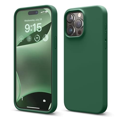 elago Compatible with iPhone 15 Pro Max Case, Liquid Silicone Case, Full Body Protective Cover, Shockproof, Slim Phone Case, Anti-Scratch Soft Microfiber Lining, 6.7 inch (Alpine Green) - Image 1